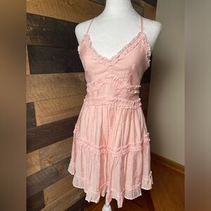 Mi ami Powder Pink Ruffled Small Mini Dress Girlhoodcore Balletcore Coquette
